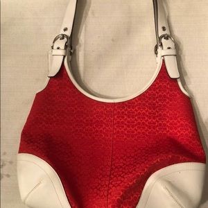 COPY - Red and white coach purse